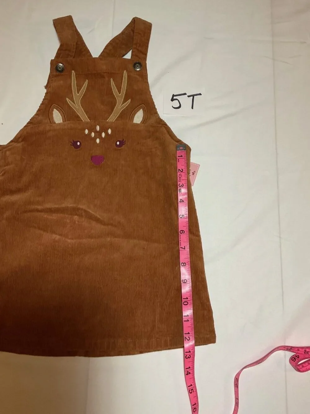 Gymboree Girls Brown Corduroy Overall Jumper Dress Embroidered Deer NWT